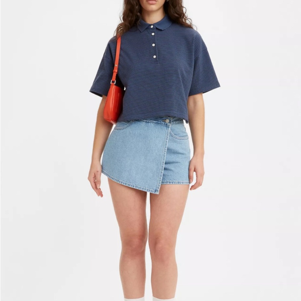 Levi’s Wrap Around Denim Skort Light Indigo Stone Wash Size 28